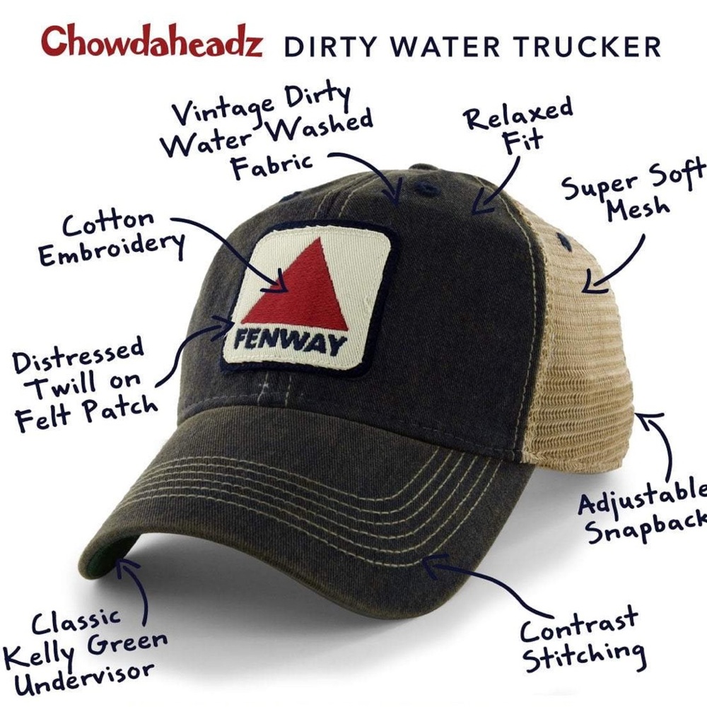 Boston Fenway Dirty Water Mesh Trucker Baseball cap hat Red Sox - Picture 4 of 6